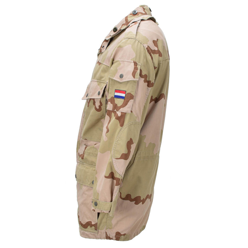 Original niederländische Militärfeldmantel Verstellbare Manschetten Saum Desert Camo
