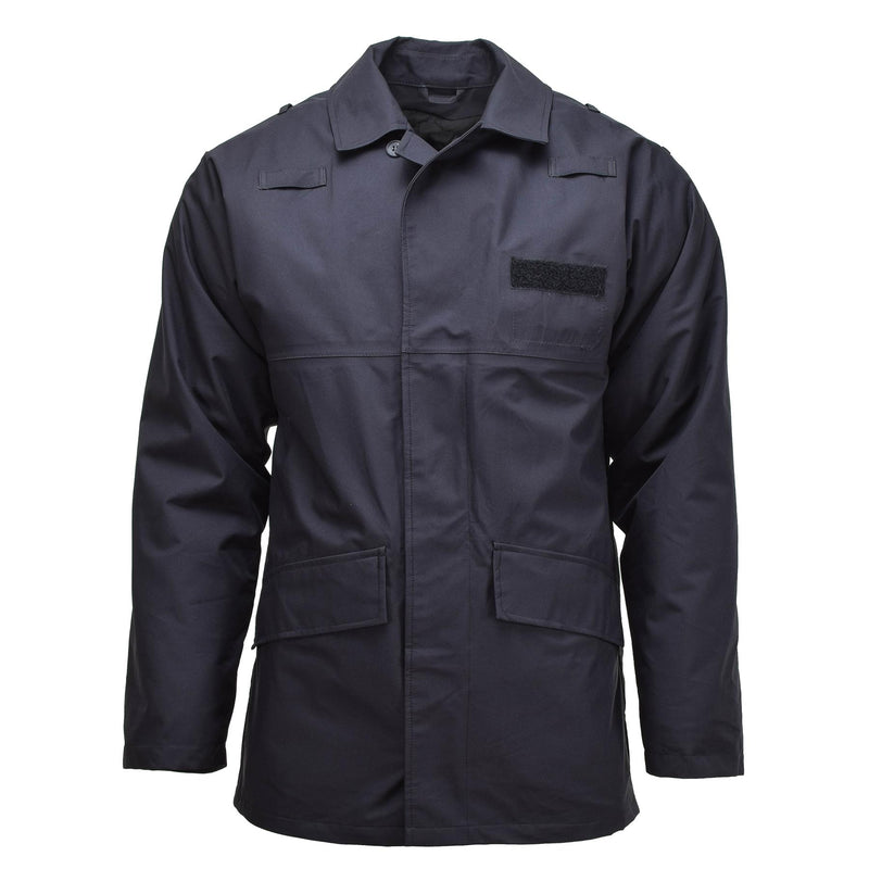 Original britische Militär-Regenjacke, Polizei, einfarbig, schwarz, gefüttert, wasserdichter Mantel