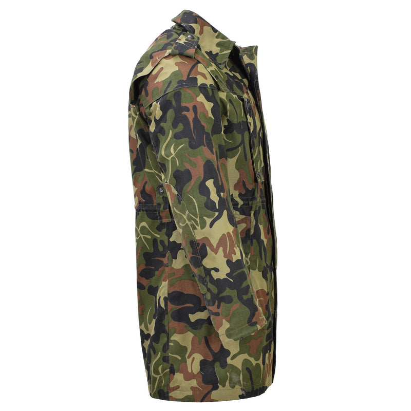 Original rumänische Militärparka M93 mit Camouflage-Blattmuster und Kapuze, lange Jacke, taktisch, NEU