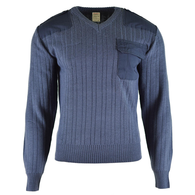 Original tschechischer Armeepullover M97 aus blauer Wolle mit V-Ausschnitt, Militärüberschuss, NEU