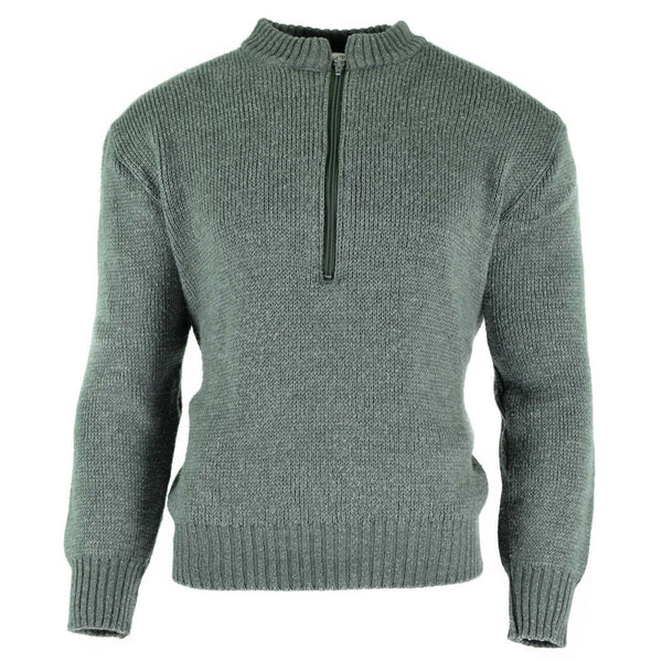 Original Schweizer Armee Pullover M74 Pullover grau Schurwolle mit Reissverschluss