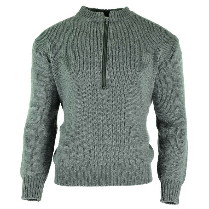 Original Schweizer Armee Pullover M74 Pullover grau Schurwolle mit Reissverschluss