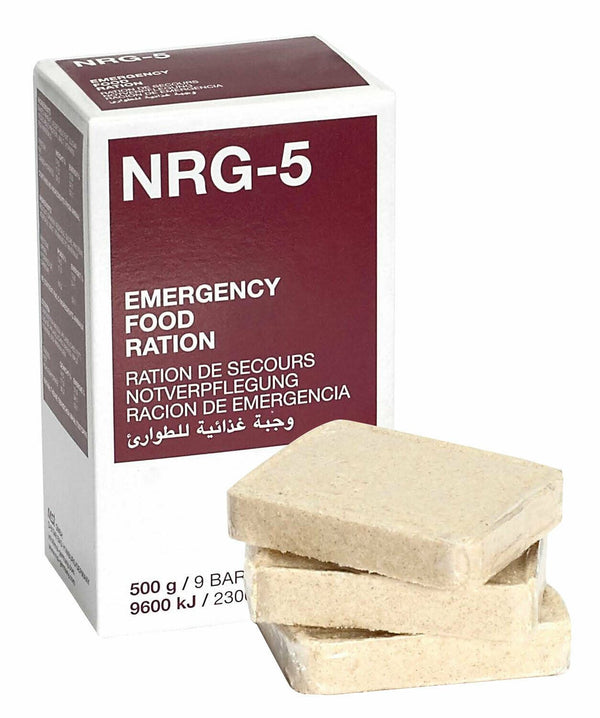 Notration Armee Survival-Lebensmittelpaket MRE Prepper Military NRG-5 500g. 9 Riegel
