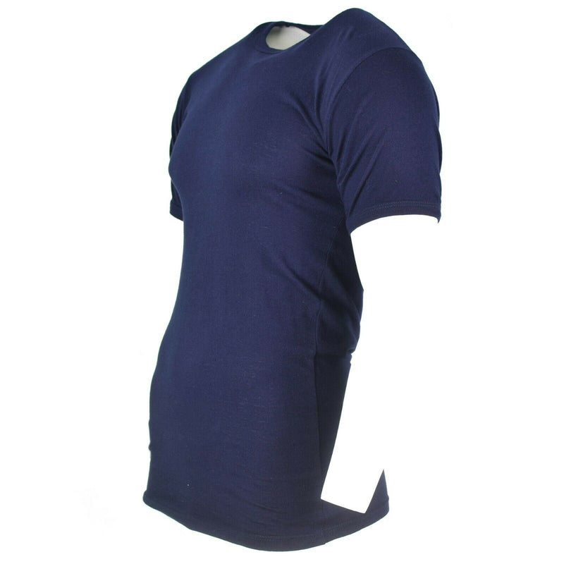 Original italienisches T-Shirt der Armee, Marineblau, Baumwolle, kurzärmlig, Militär, NEU