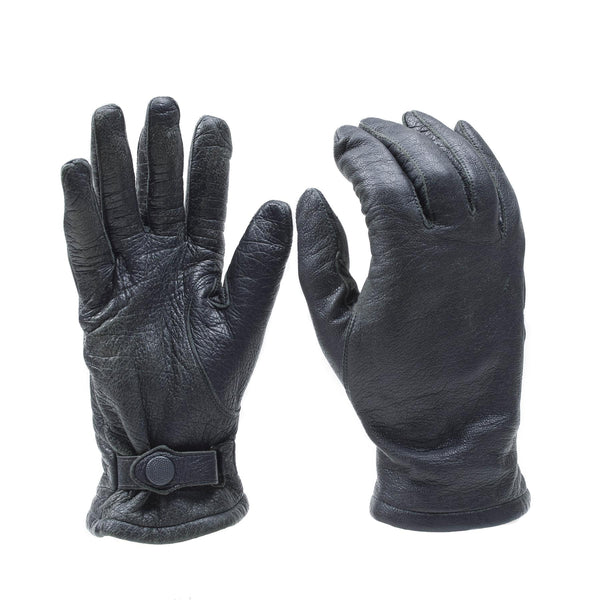 Original deutsche Militär Lederhandschuhe grau Handgelenksriemen Bundeswehr Überschuss