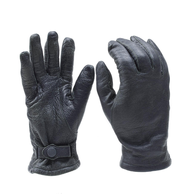 Original deutsche Militär Lederhandschuhe grau Handgelenksriemen Bundeswehr Überschuss