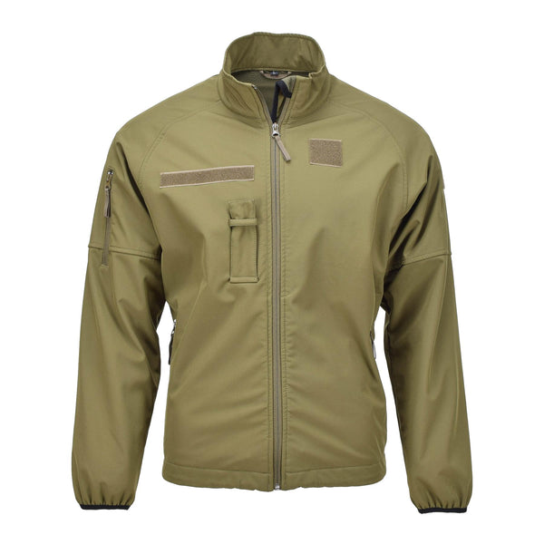 Original holländische Militär Softshelljacke mit Reißverschlusstaschen und belüfteten Achseln, oliv