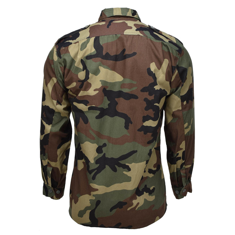 Original kroatisches Militärhemd aus Baumwolle, BDU, Woodland-Camouflage, Armee-Überschuss, NEU