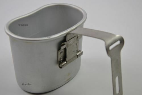 Original belgische Armee Feldflasche Tasse Becher Mess Aluminium Topf Bushcraft wie US M1910