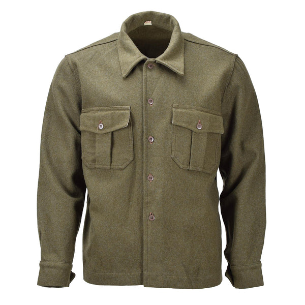 Original italienische formelle Jacke aus olivgrüner Wolle, Uniform, Vintage, verstellbare Manschetten