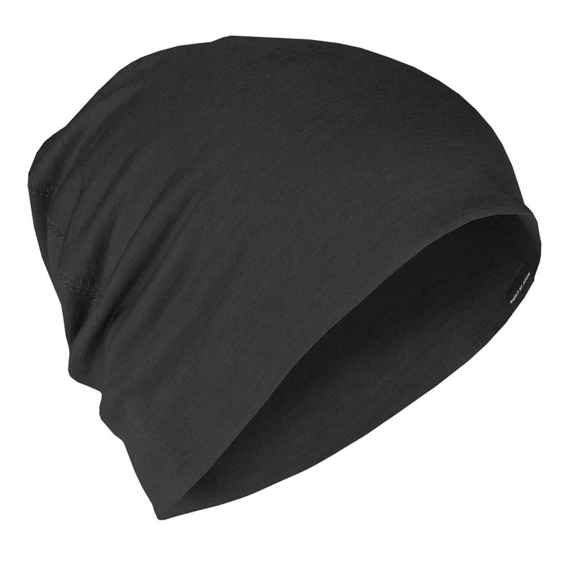 A.Blochl Merinowolle Mütze Sport Wandern Kopfbedeckung atmungsaktiv Beanie schwarz