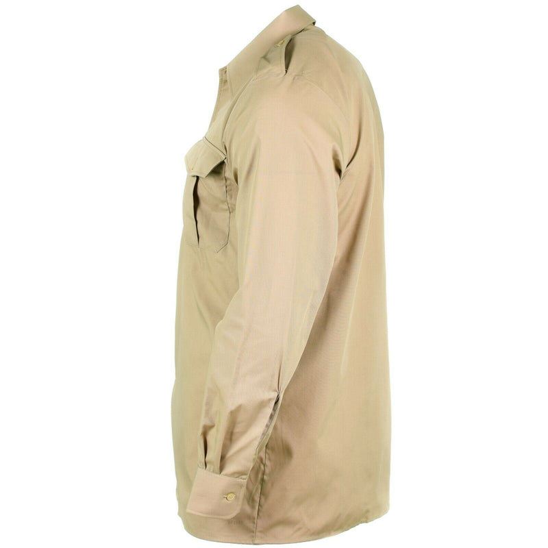 Echtes belgisches Armeehemd, Überschuss-Chino, Khaki, Militär, langärmelig, NEU