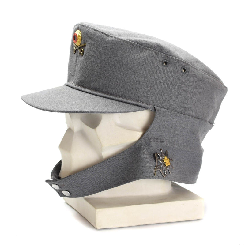 Original Bundeswehr Gebirgsmütze Gebirgsjäger grau mit Blumenabzeichen
