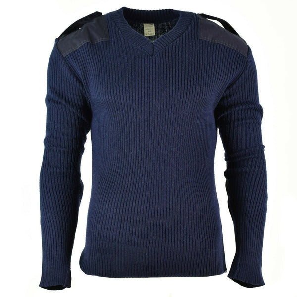 Original italienischer Pullover V-Ausschnitt Commando Jumper Dunkelblauer Pullover Wolle
