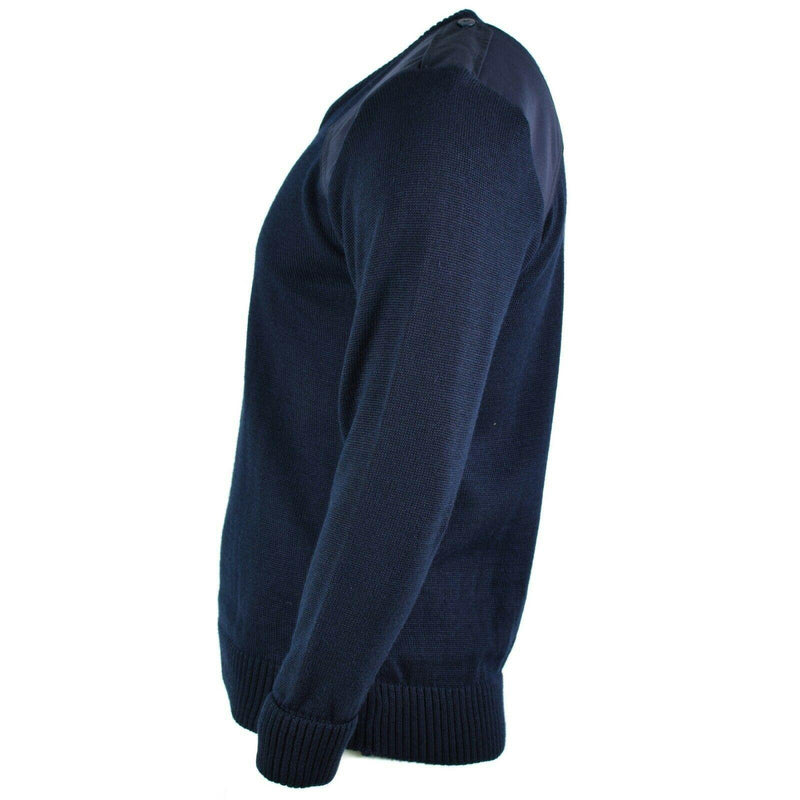 Echter britischer Pullover Armee Polizei Pullover Kommando Pullover blau V-Ausschnitt Herren NEU