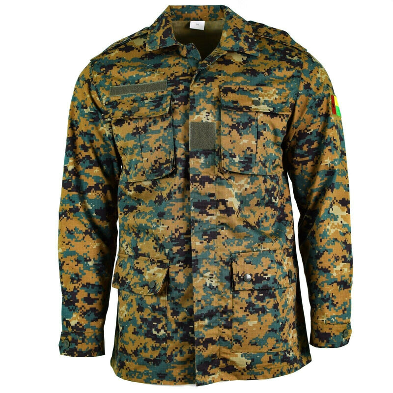 Echte Armeejacke aus Guinea-Bissau, RipStop, digitaler Savana-Tarnung, Militärausgabe, NEU