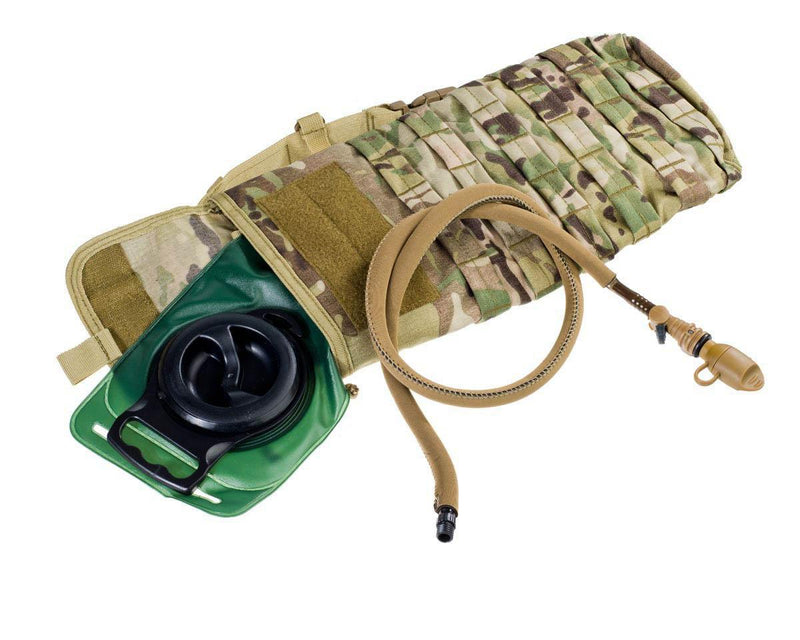 A.Blochl TF1 3-liter hydration pack in MTP camouflage with MOLLE system and leak-proof water bladder.