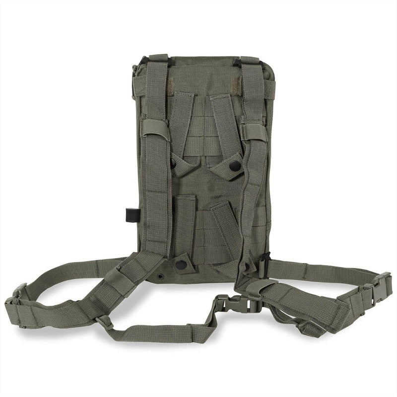 Olive green A.Blochl TF2 hydration pack with MOLLE system and adjustable straps for outdoor hiking and trail use