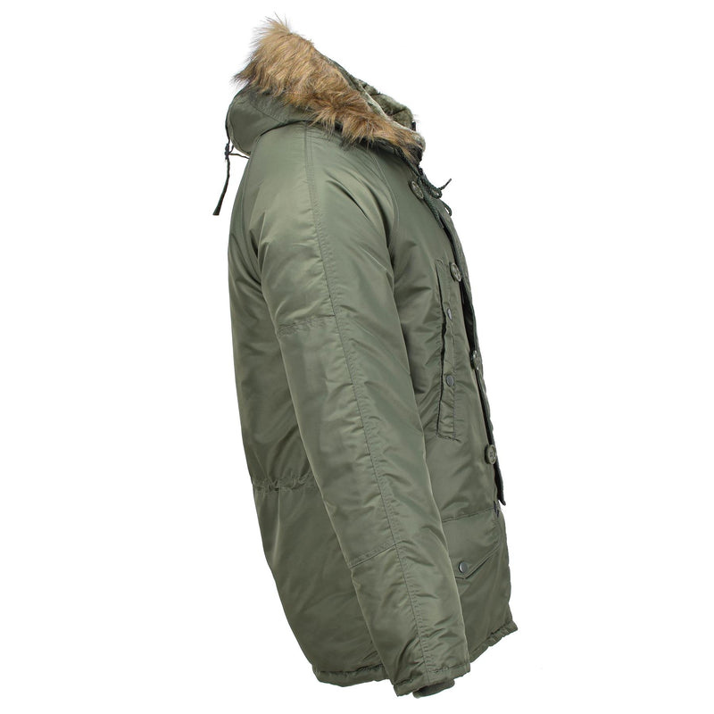 MIL-TEC Marke US Militärstil Fliegerparka N3B Kunstpelzkapuze oliv NEU