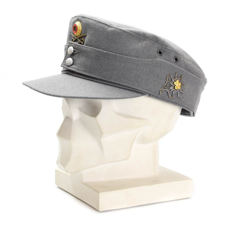 Original Bundeswehr Gebirgsmütze Gebirgsjäger grau mit Blumenabzeichen