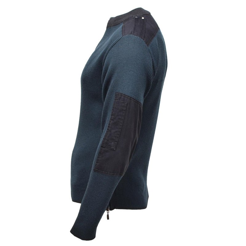 Originaler, warmer Troyer-Pullover aus niederländischen Militärbeständen, blauer Pullover mit Viertelreißverschluss