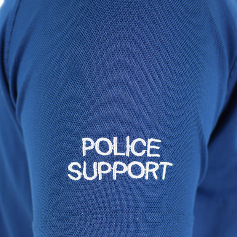 Original britisches Polizei-T-Shirt, blaues, atmungsaktives Material, Frontreißverschluss, Schutzhemd