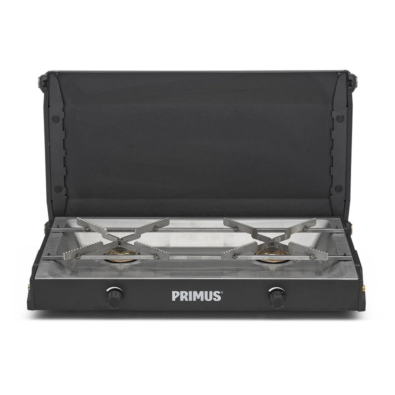 Primus Kinjia Campingkocher Doppelbrenner tragbares Outdoorküchen-Kochgeschirr schwarz