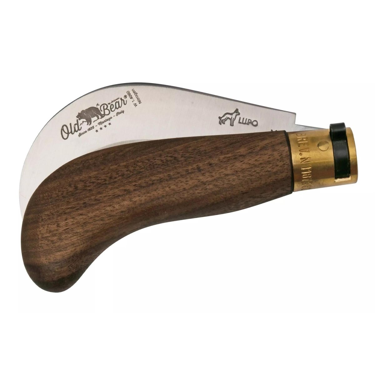 Antonini Old Bear Klappmesser, 9,5 cm, Griff aus Edelstahl, Walnussholz