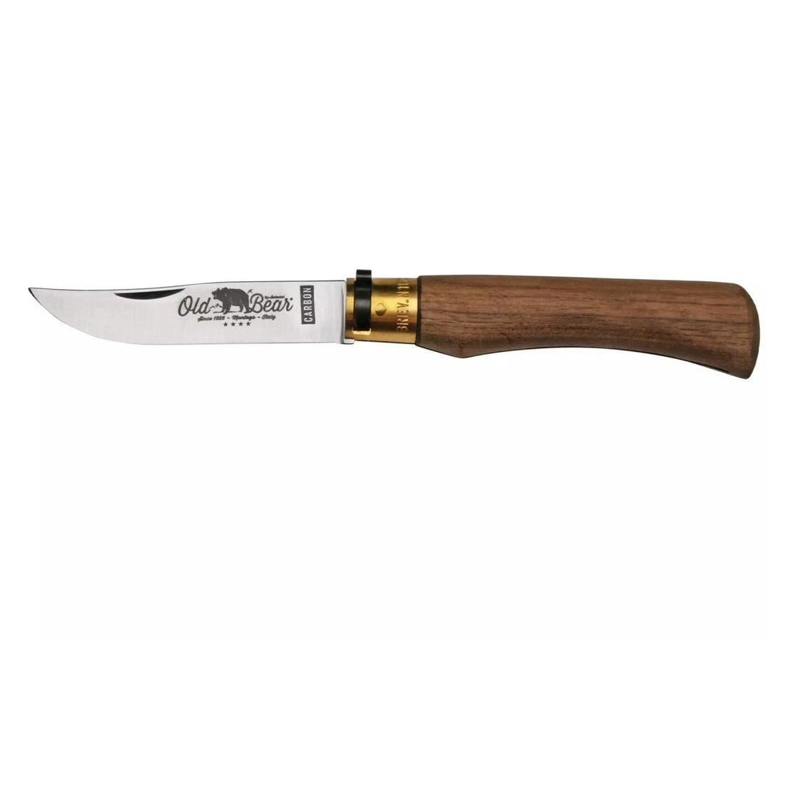 Antonini Old Bear Taschenmesser, 10 cm Carbon-C67-Klinge, Griff aus Walnussholz