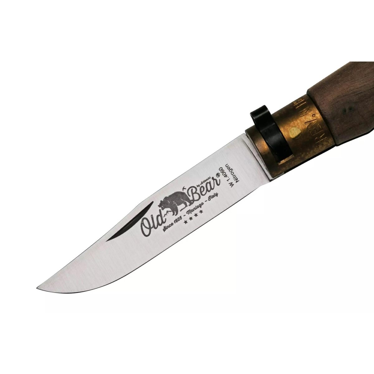 Antonini Old Bear Taschenmesser, 7 cm Edelstahlklinge, Griff aus Walnussholz
