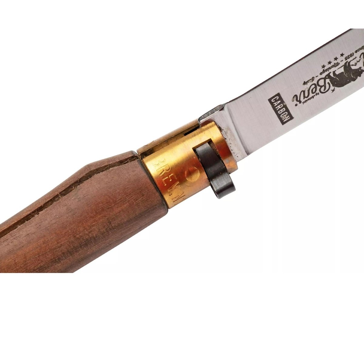 Antonini Old Bear Taschenmesser, 8 cm Carbon-C67-Klinge, Griff aus Walnussholz