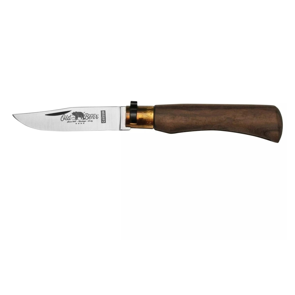 Antonini Old Bear Taschenmesser, 8 cm Carbon-C67-Klinge, Griff aus Walnussholz