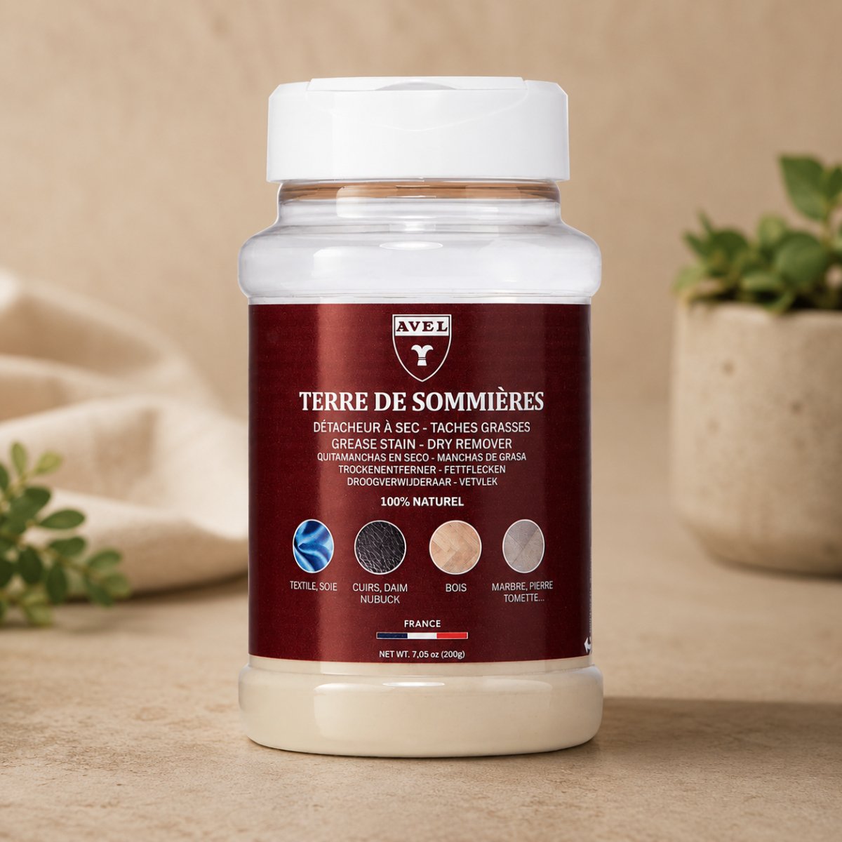 Avel Terre de Sommières Natürlicher Fettfleckenentferner 200 g Tonpulver