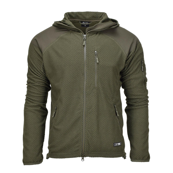 Blochl Brand Military Style Fleece Thermojacke mit Kapuze und verstärkter Olive NEU