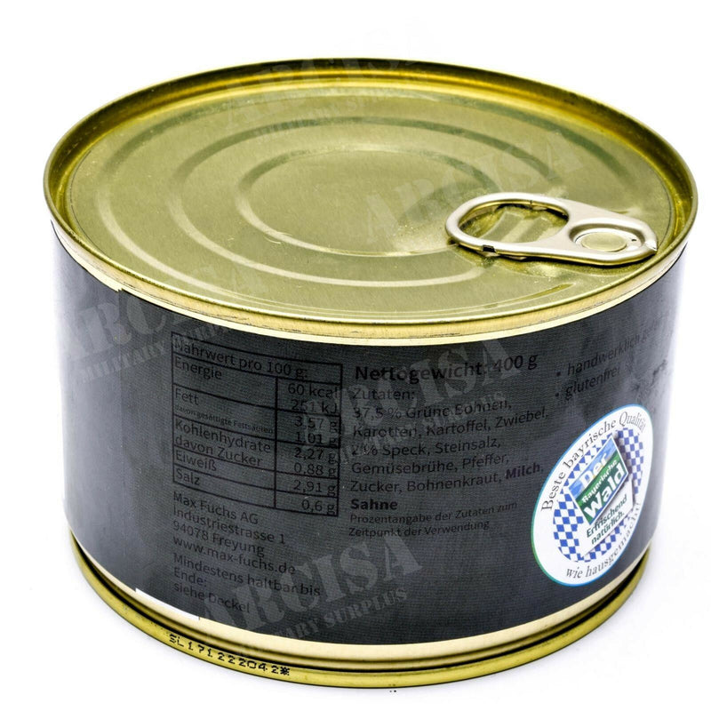 Notration Armee Überlebensnahrung Konserven Bohneneintopf mit Speck 400g Dose