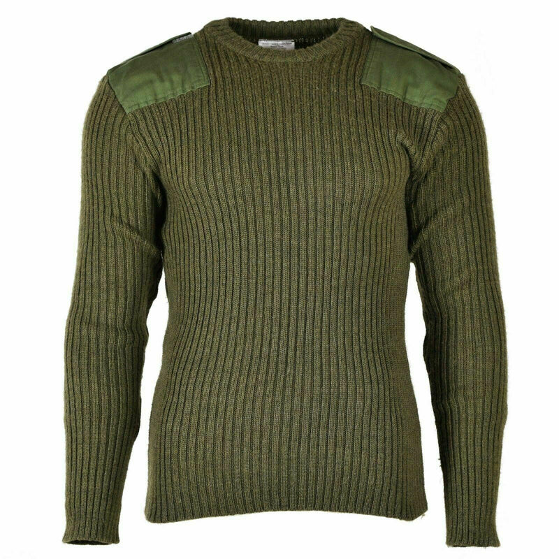 Echter Pullover der britischen Armee, Kommando-Pullover in Olivgrün aus Wolle für Herren