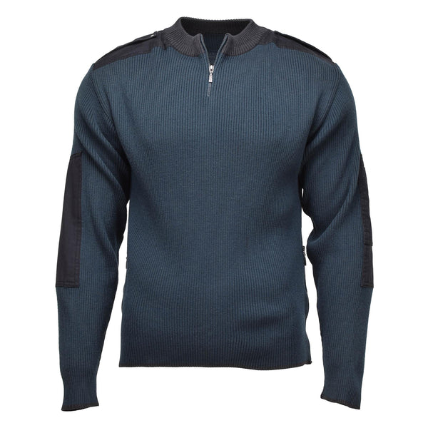 Originaler, warmer Troyer-Pullover aus niederländischen Militärbeständen, blauer Pullover mit Viertelreißverschluss