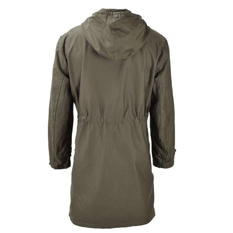 Original Deutsche Militär lange Parka Jacke oliv mit Kapuze Feldmantel Armee Outdoor