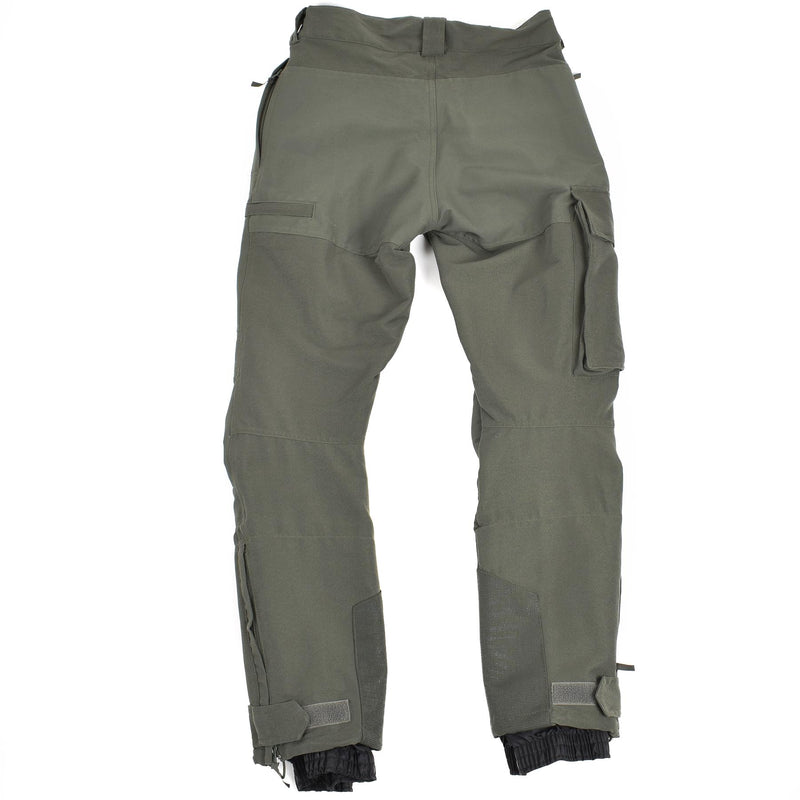 Echte französische Armee-Alpin-OD-Hose mit Knöchelschutz und Hosenträgern NEU