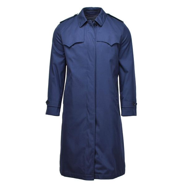 Original niederländischer Militär-Trenchcoat für Damen, einfarbig blau, Regenmantel mit gestepptem Futter
