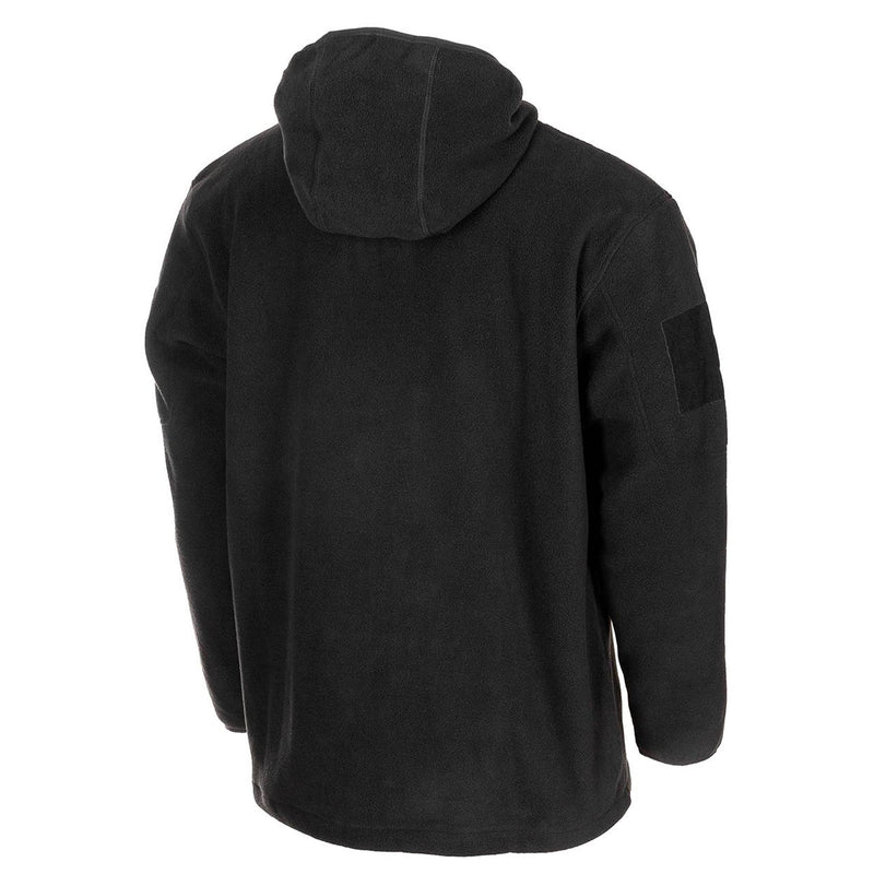 MFH Militärische schwarze taktische Fleecejacke mit Thermo-Kapuze und elastischem Saum NEU