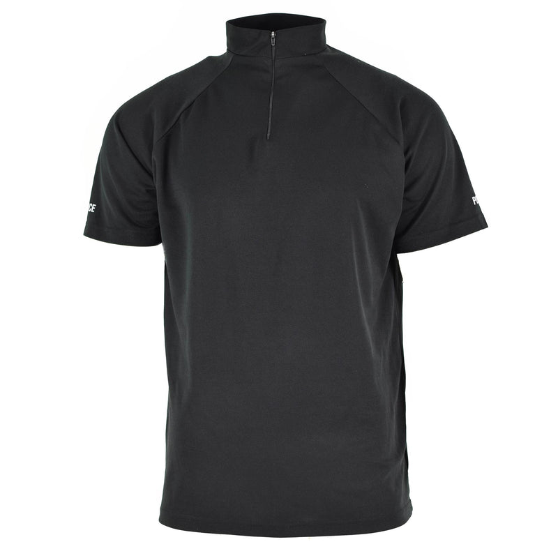 Original britisches Polizei T-Shirt schwarz atmungsaktiv funktionelles Frontreißverschluss-Schutzhemd