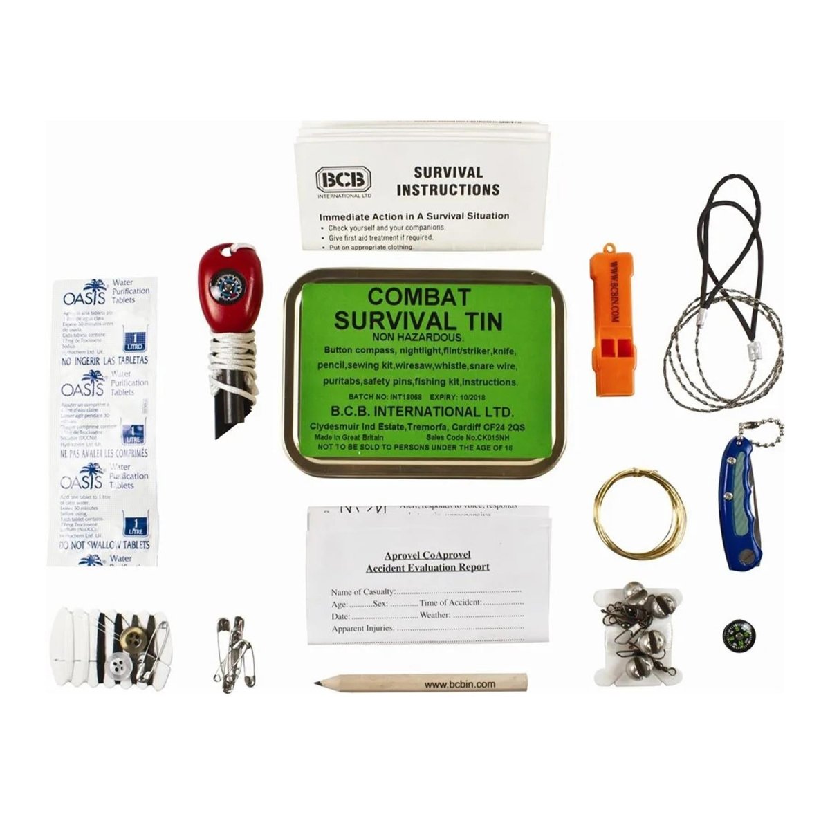 BCB Combat Survival Tin Erste Hilfe Set Outdoor Camping Survival Kit ungefährlich