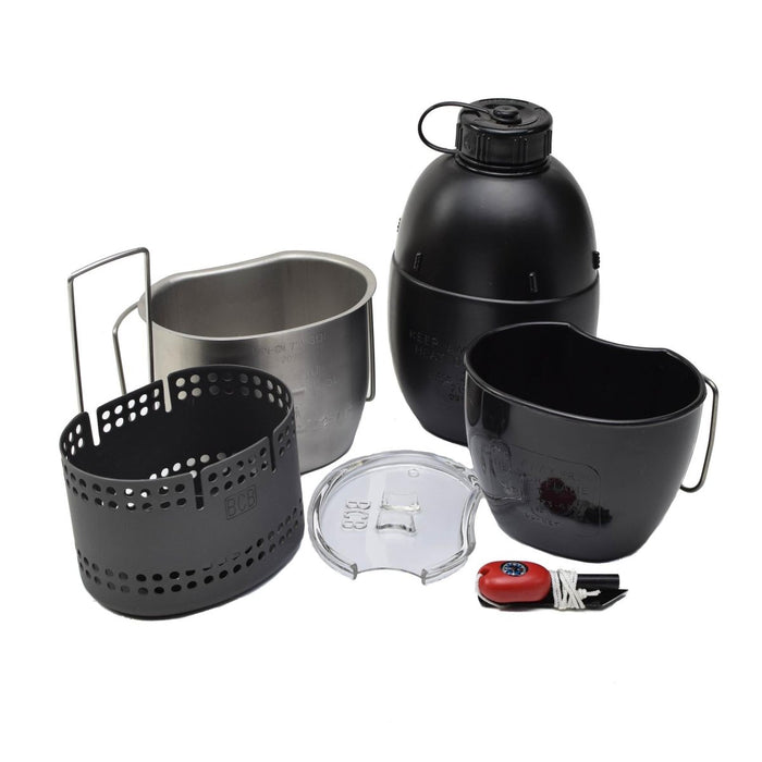BCB Dragon Kochsystem, schwarzer Aluminiumkocher, 6-teiliges Set, kompakt, langlebig, Camping – GoMilitar
