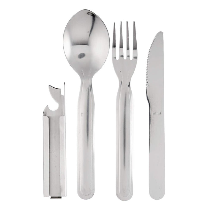 BCB KFS Set Campingmesser, Gabel, Löffel, integrierter Dosenöffner, langlebiges Design – GoMilitar