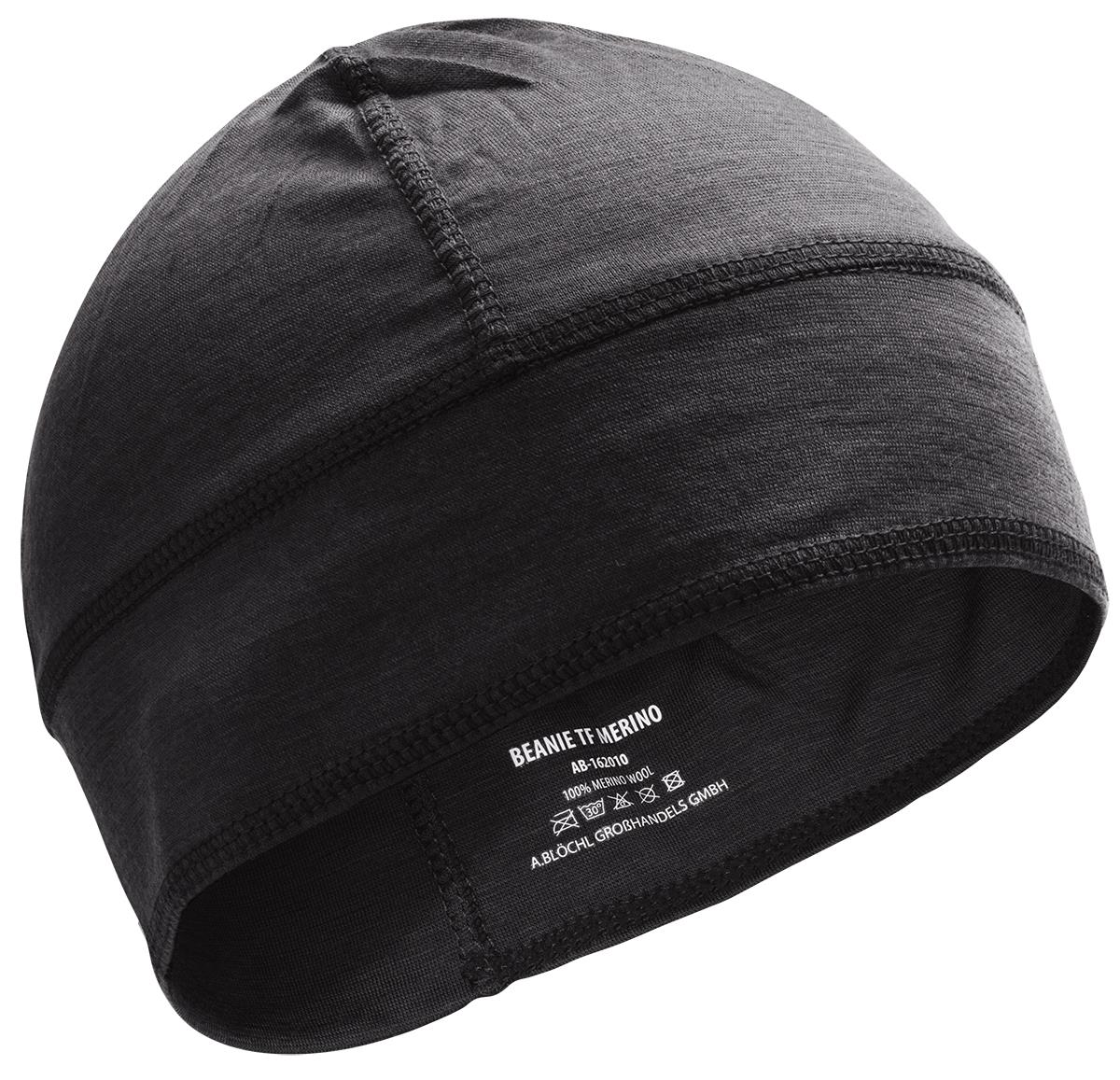 Blochl Brand Beanie im Militärstil, atmungsaktive Merinowolle, schwarz, NEU