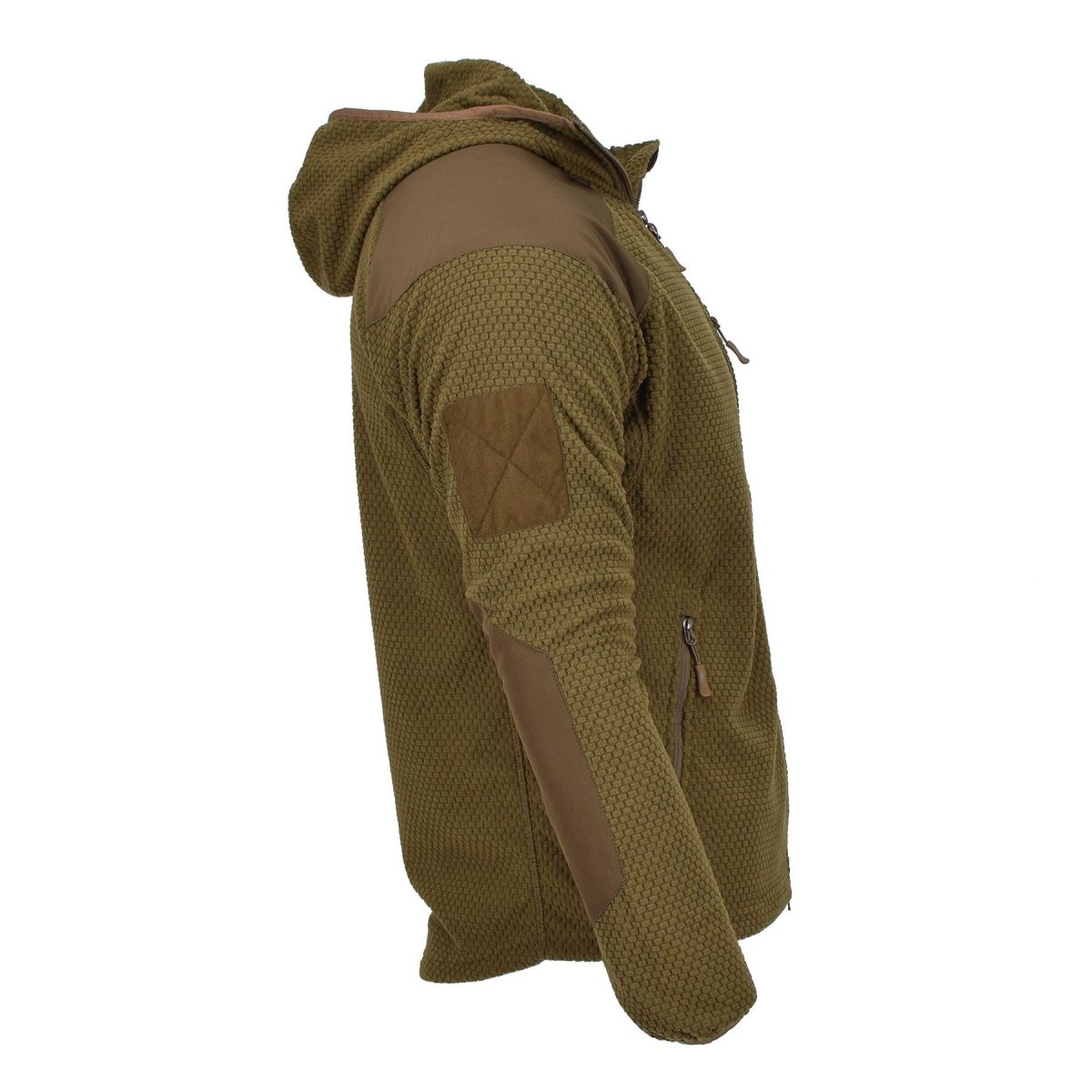 Blochl Brand Jacke im Military-Stil mit Kapuze, Thermofleece verstärkt, Coyote NEU