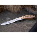BOKER Caveman Steel Taschenmesser 440A unbeschichteter Stahl, verzierter Holzgriff