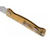 Böker Plus Atlas Slipjoint-Taschenmesser, Griff aus satiniertem Drop-Point-Messing