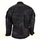 Back view of US style combat jacket in grey camo ripstop fabric with adjustable cuffs and pocket flaps